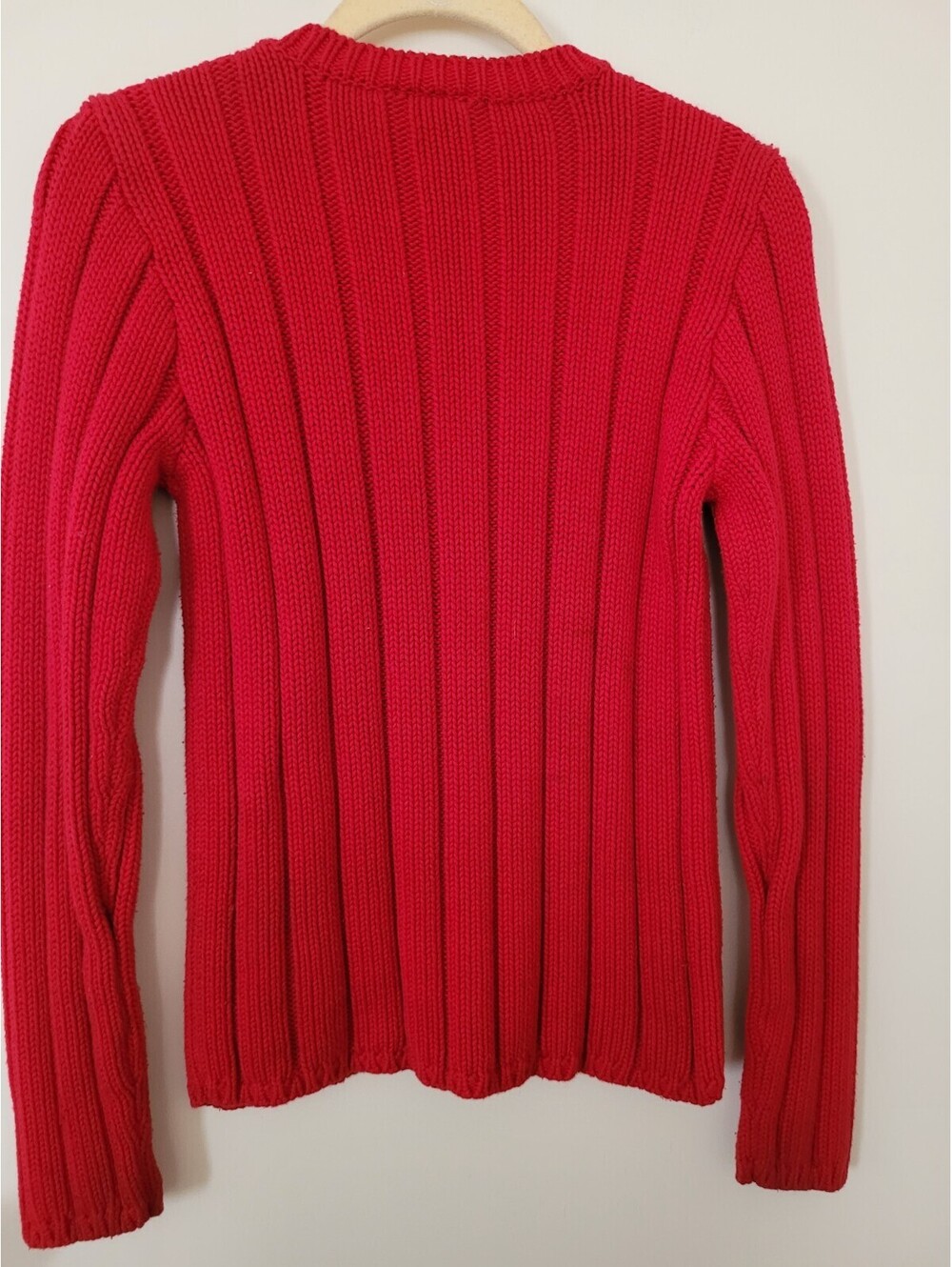 Ralph Lauren Polo Jeans Company Sweater Woman's Med Red RL Flag Chunky Knit Y2K - Picture 4 of 9